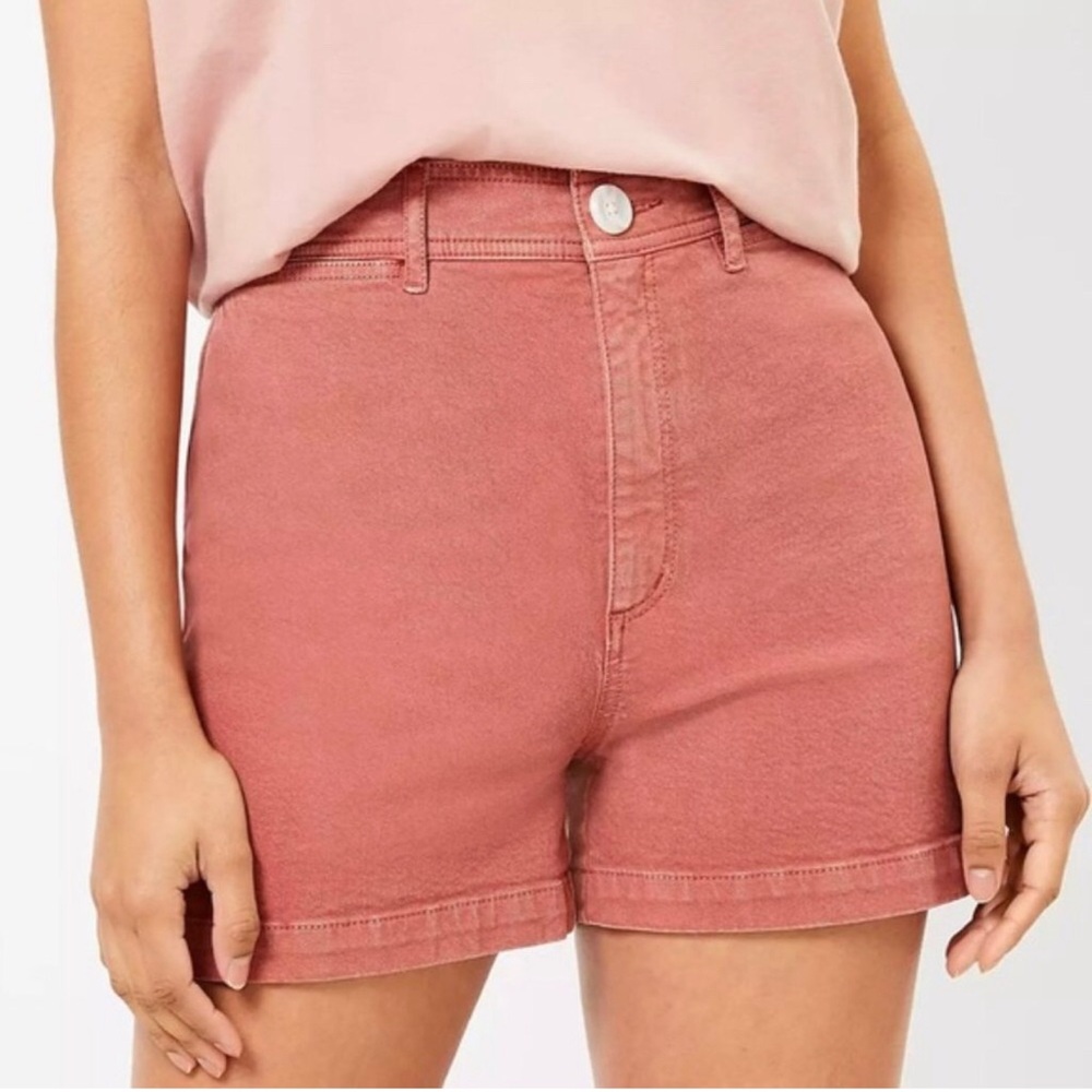Loft Women’s High Rise Welt Pocket A-Line 3.5” Denim Shorts, Coral Size 4/27